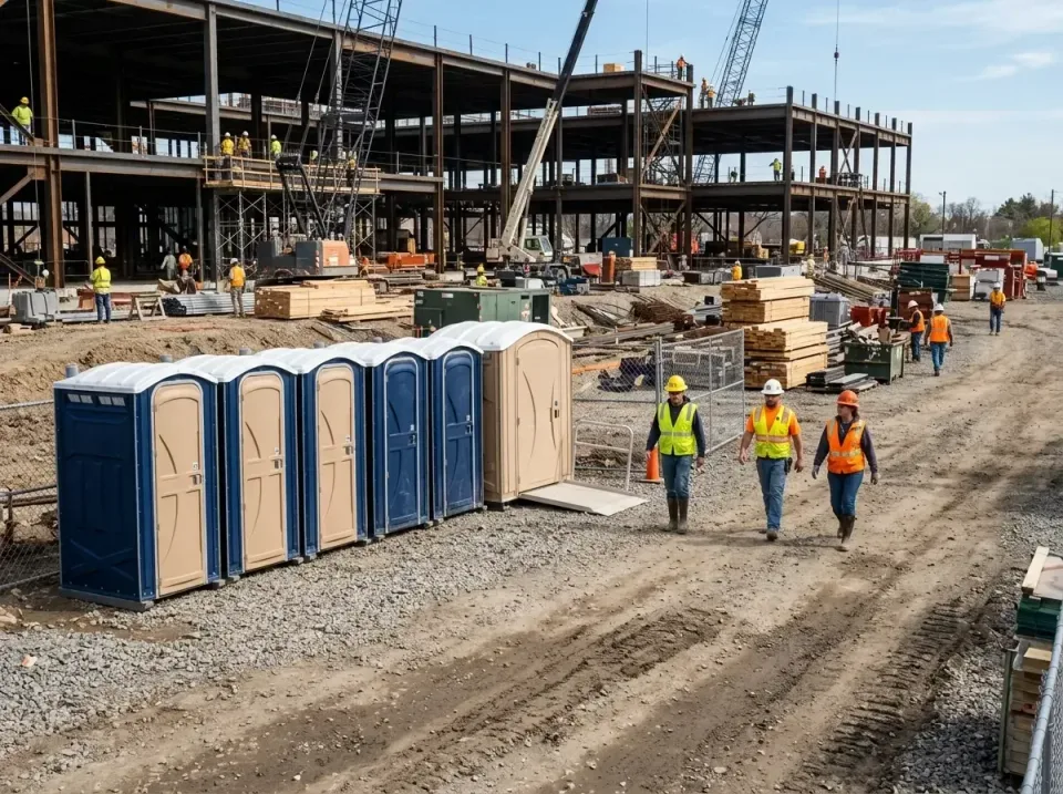 Porta Potty — Construction Site — Porta Potty, Construction Crew, Hard Hat, Construction Site, Porta Potty Rentals and Dumps…
