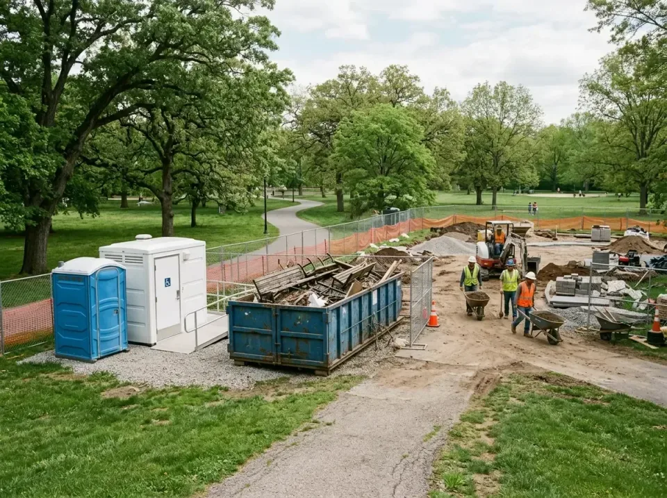 Porta Potty — Public Park Renovation — Porta Potty, Accessible Restroom Trailer, Roll-off Dumpster, Public Park Renovation,…