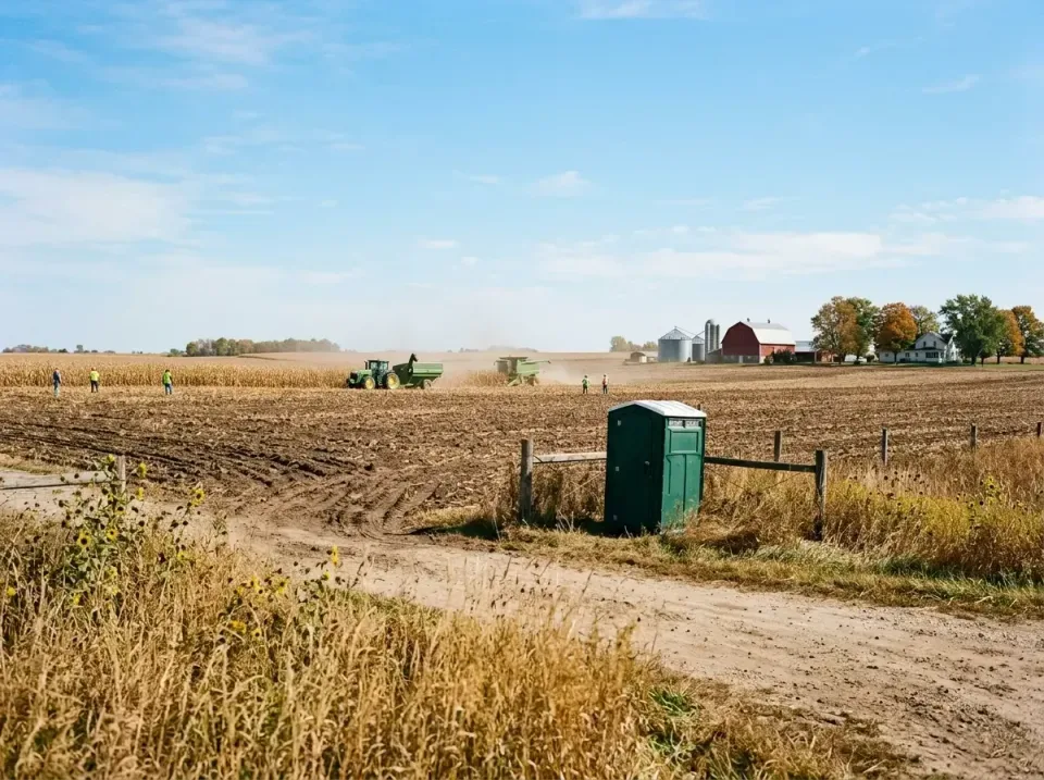 Porta Potty — Rural Setting — Porta Potty, Tractor, Grain Cart, Rural Setting, Porta Potty Rentals and Dumpster Rental in Io…
