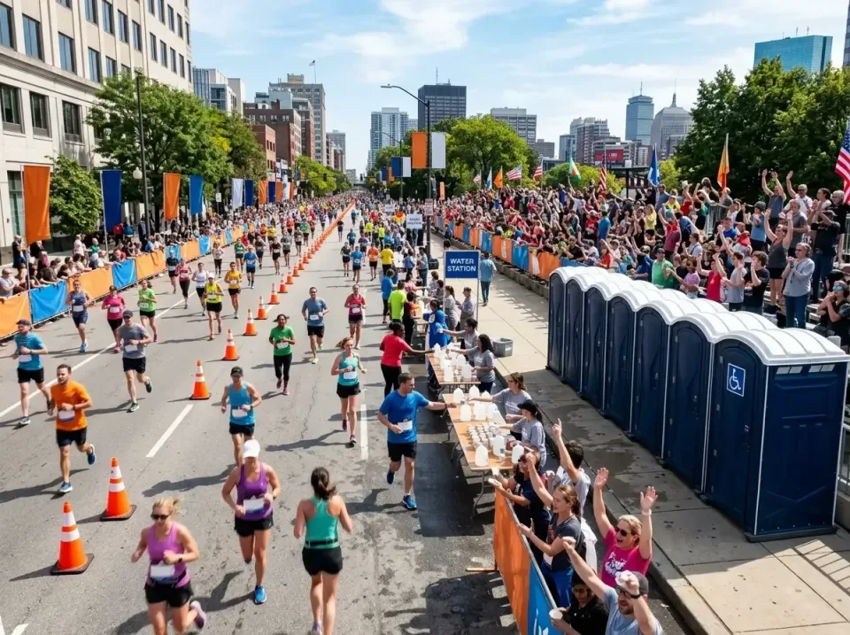 Portable Toilets — Marathon Event — Portable Toilets, Water Station Tables, Traffic Cones, Marathon Event, Porta Potty Renta…