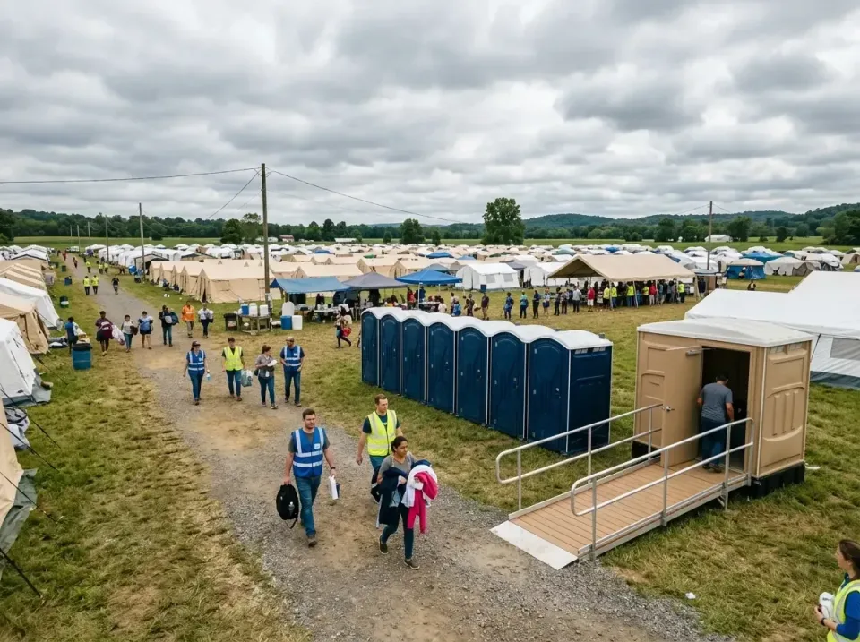 Portable Toilets — Disaster Relief Camp — Portable Toilets, Ada Accessible Restroom Trailer, Tents, Disaster Relief Camp, Po…